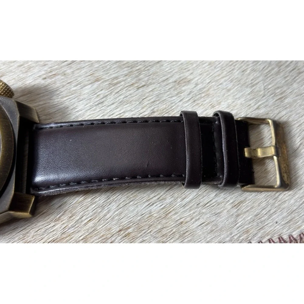 JF J. Ferrar Quartz Watch Brown Leather Band Black Dial Classic Dress‎ Watch